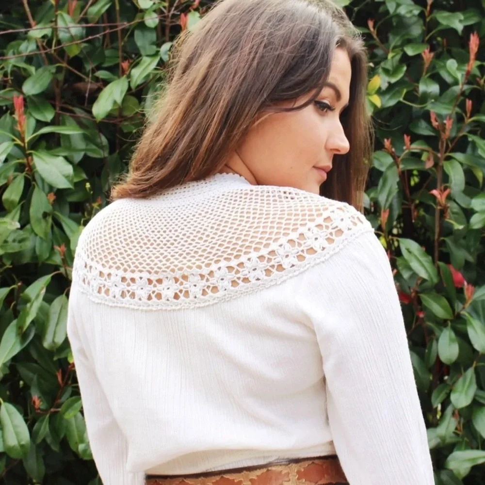 Balkan Antique Folk Crochet Cotton Dress - Picture 15 of 16